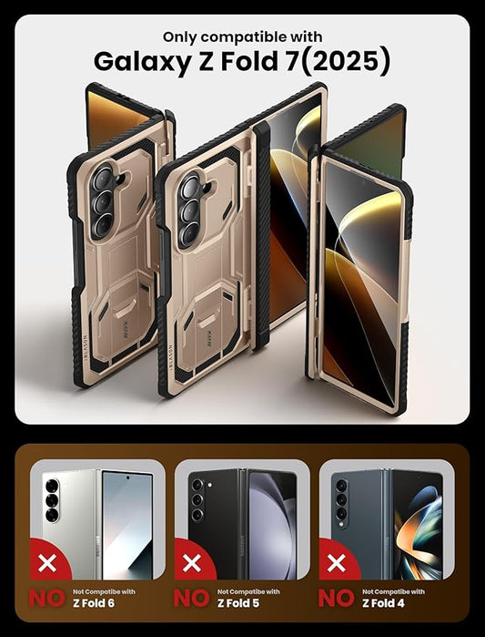 i-Blason Armorbox for Samsung Galaxy Z Fold 7 Case with Stand [Tempered Glass Screen Protector] [Hinge Protection] Full-Body Heavy Duty Rugged Shockproof Protective Case for Z Fold 7 (Desert)