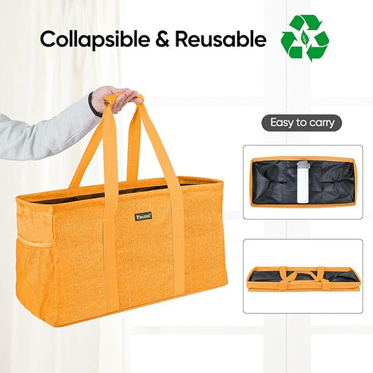 BALEINE Extra Large Utility Tote Bag with Wire Frame for Storage (Yellow, 22''x12''x10'')