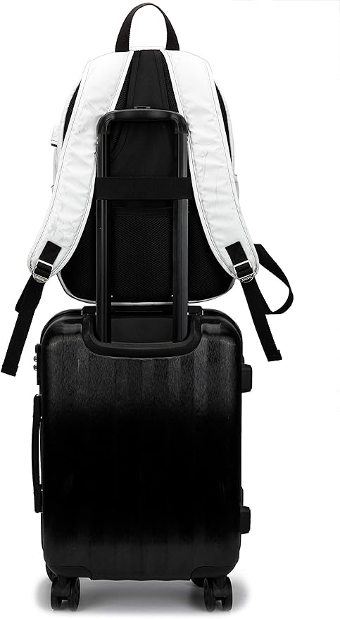 Kinmac Water Resistant Laptop Travel Outdoor Backpack with USB Charging Port for 13 inch 14 inch and 15.6 inch Laptop (White Marble)