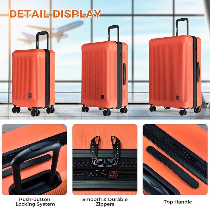 Verdi Hardside Carry On Luggage with Spinner Wheels, Lightweight Travel Suitcase