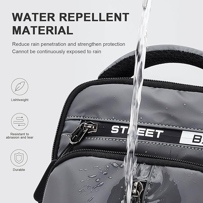 Sling Bag for Men Women, Mini Anti Theft One Strap Motorcycle Sling Backpack, Small Sling Chest Bag Daypack Crossbody Backpack for Casual Travel Hiking Gym Outdoor Sports Grey