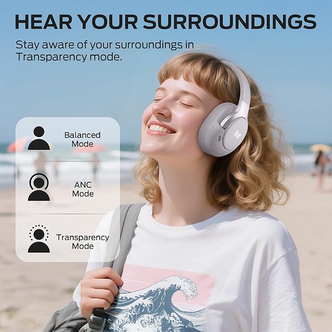 Monster Persona 5th ANC-Wireless Bluetooth Over-Ear Headphones with Microphone, 70H Playtime, Bluetooth 6.0, Comfortable and Foldable Design (Purple)