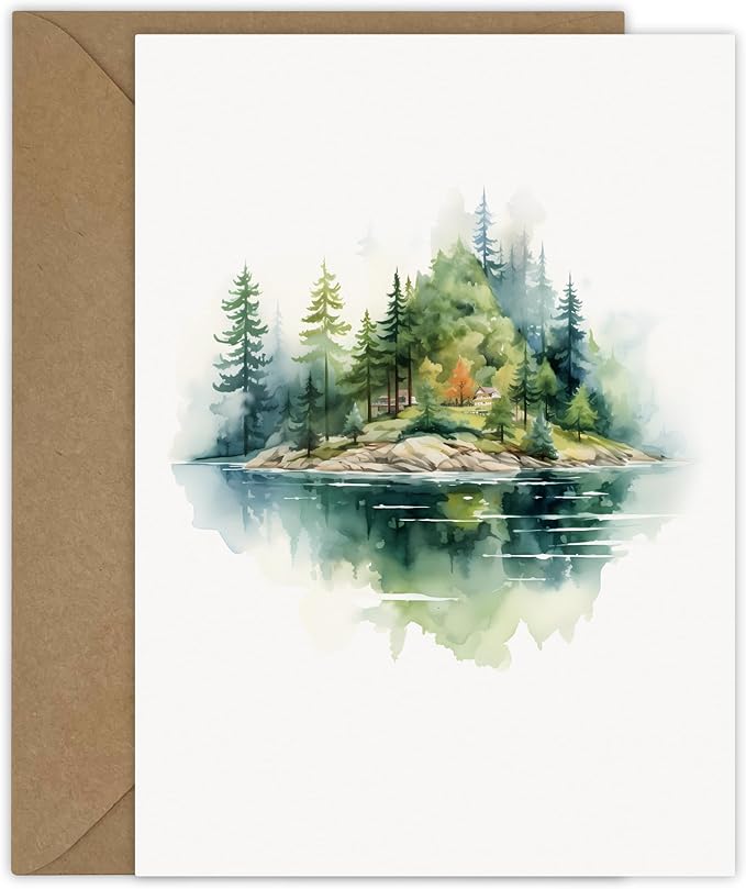 5 Watercolor Landscape Greeting Cards All Occasion Blank Note Cards with Envelopes (Landscape 5x1)