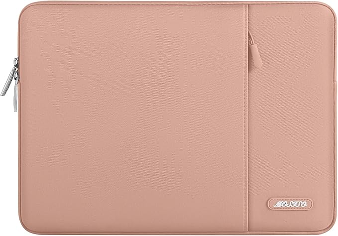 MOSISO Laptop Case 13.3 inch, 13-13.3 inch Laptop Sleeve Compatible with MacBook Air/Pro 13 / Pro 14, HP Dell ASUS Lenovo Notebook, Polyester Vertical Computer Sleeve Bag with Pocket, Salmon Pink