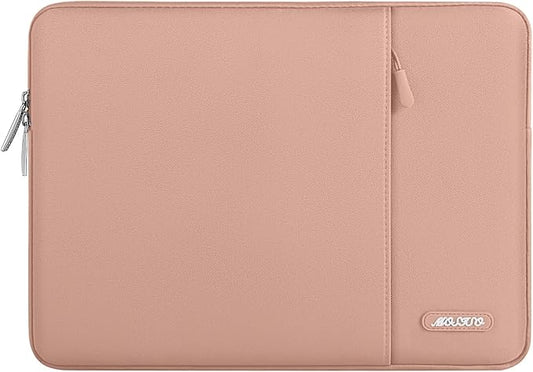 MOSISO Laptop Case 13.3 inch, 13-13.3 inch Laptop Sleeve Compatible with MacBook Air/Pro 13 / Pro 14, HP Dell ASUS Lenovo Notebook, Polyester Vertical Computer Sleeve Bag with Pocket, Salmon Pink