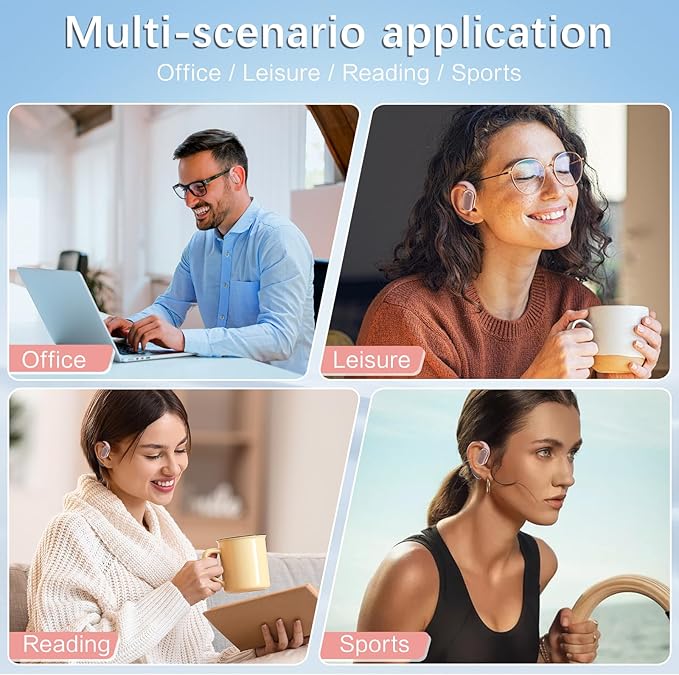 TUINYO True Wireless Ear Hooks, IPX5 Waterproof, Stable One-Step Bluetooth Connection with Long Transmission, 40hrs Longed Standby Time with 10hrs Playtime for Each, Compatible to Different Devices