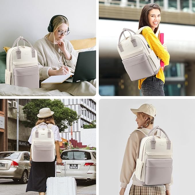 LOVEVOOK Laptop Backpack for Women 15.6 Inch Laptop Bag with USB Port, Fashion Waterproof Backpacks Teacher Nurse Stylish Travel Bags Vintage Daypacks for College Work