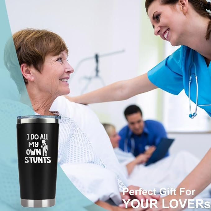 Broken Arm Gifts - Funny Get Well Soon Knee Surgery & Hospital Gifts - I Do All My Own Stunts 20 Oz Stainless Steel Tumbler