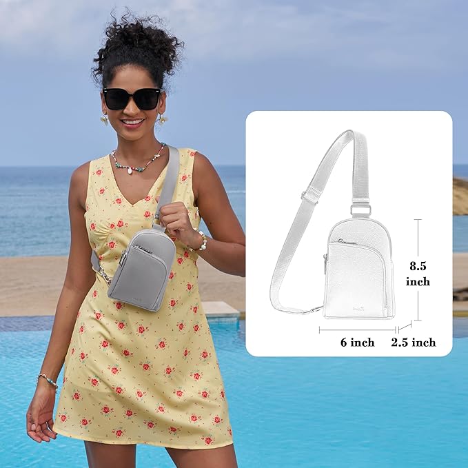 INICAT RFID Blocking Sling Bag Leather Crossbody Bags for Women Fanny Pack Cross Body for Woman Chest Bag for Travel 1.9L