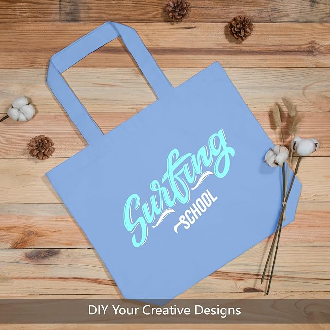 TOPDesign 1-Pack Super Strong Large 12oz Cotton Canvas Tote Bag, Reusable Grocery Shopping Cloth Bag, Fashionable Two-Tone Tote for Crafts, DIY Your Creative Designs