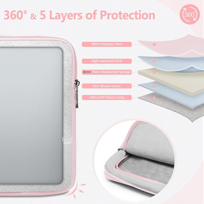 HYZUO 13 Inch Laptop Sleeve Bag Set for MacBook Air 13 M4/M3/M2/M1 2025-2018, MacBook Pro 13 M2/M1 2025-2016, iPad Pro/Air 13, XPS 13, Surface Pro, Notebook Case for 12"-13" Tablet, Pale Pink