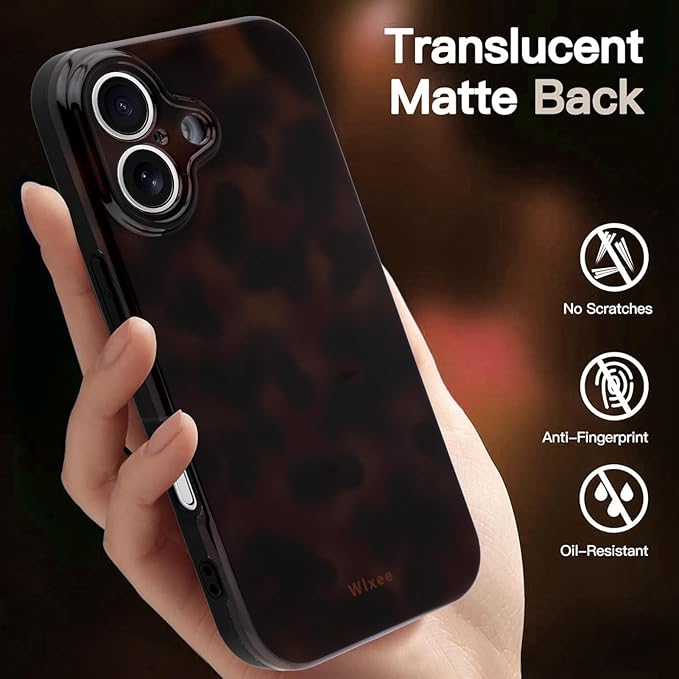 Case for iPhone 17, Stylish Leopard Tortoise Amber Design Slim & Shockproof Translucent Matte Brown Cover with Deep Tortoise Print