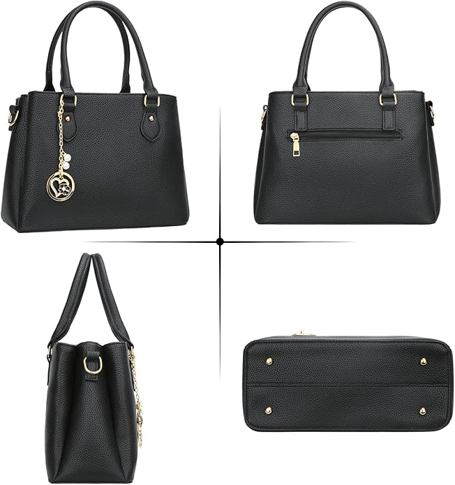 KKXIU Women Satchel Bags Handle Shoulder Handbags and Purses Pockets Zipper Leather Crossbody Bags