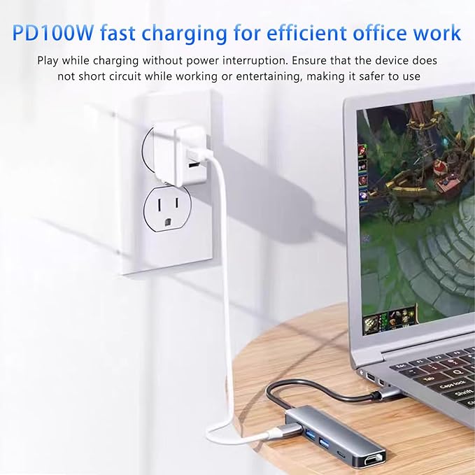 USB C Hub HDMI Adapter, 5 in1 Docking Station with 4K HDMI, USB C Data Port,100W PD, and USB 3.0 & 2.0 Compatible for MacBook Pro/Air, Dell XPS, Lenovo Thinkpad More Type C Devices