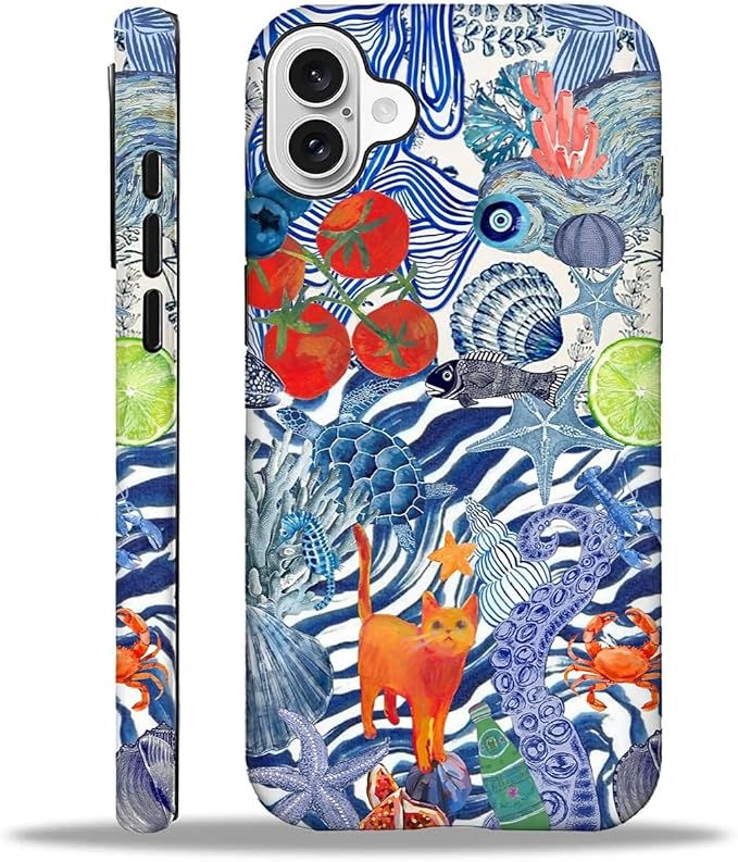 Case for iPhone 16 Plus,Leopard Cherry Shell Aesthetics for Woman Men Full Body Protective Cover Shockproof 2 in 1 Silicone + Hard PC Case for iPhone 16 Plus