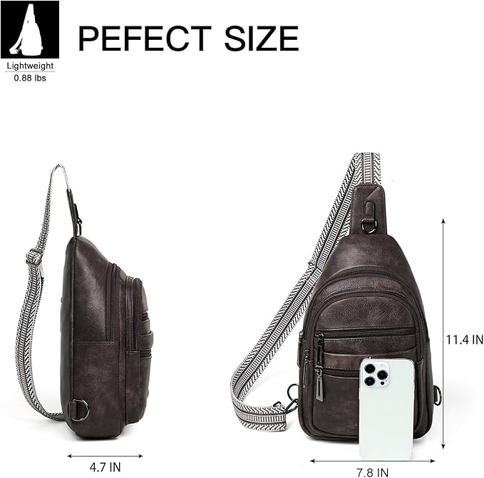 Sling Bag for Women Crossbody Fanny Pack Sling Purse Backpack Vegan Leather Travel Cross Over Shoulder Bag Coffee