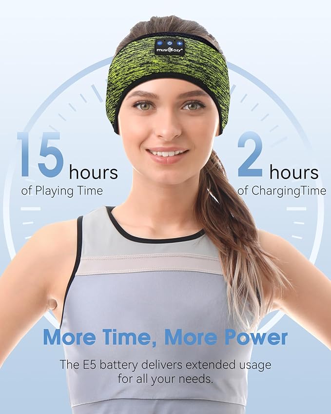 MUSICOZY Sleep Headphones Bluetooth Headband 5.4 Wireless Headband Headphones for Sleeping for Side Sleeper with Ultra-Thin HD Stero Speaker for Workout (Military Green)