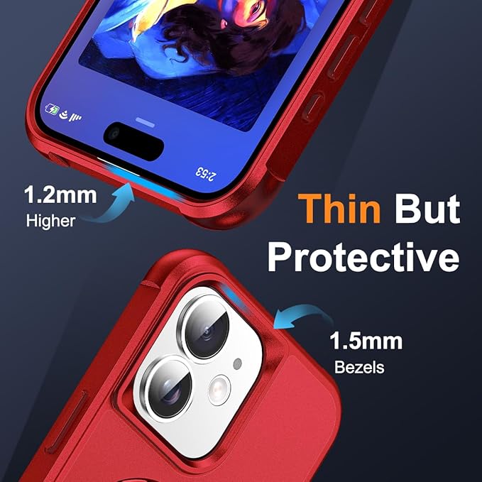 Compatible with iPhone 11 Case with Invisible Magnetic O-Ring Stand Military-Grade Case for iPhone 11 6.1" [Compatible with Mag-Safe][Great Grip Feeling], Red