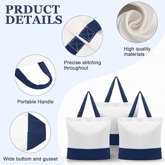 Reginary 16 Pack Canvas Tote Bags Set - Large Cotton Tote with Handle for Women's Kitchen & Grocery Use - DIY Gift