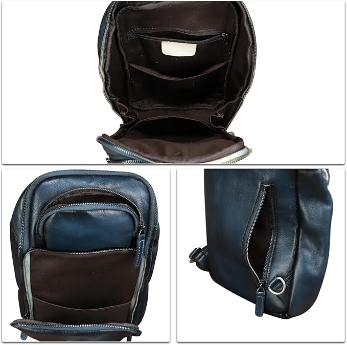 Genuine Leather Sling Bag for Men and Women Vintage Leather Sling Backpack Crossbody Bag Chest purse for 11 Inch Ipad Pro