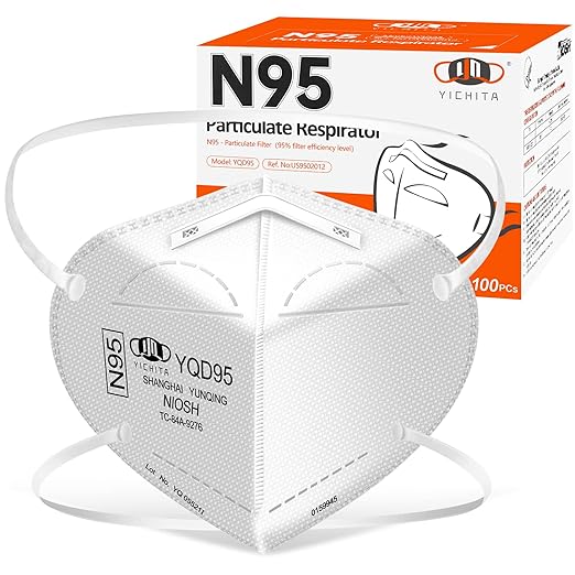 N95 Mask NIOSH Approved 100-Pack, Particulate Respirator N95 Face Masks Universal Fit - Individually Wrapped