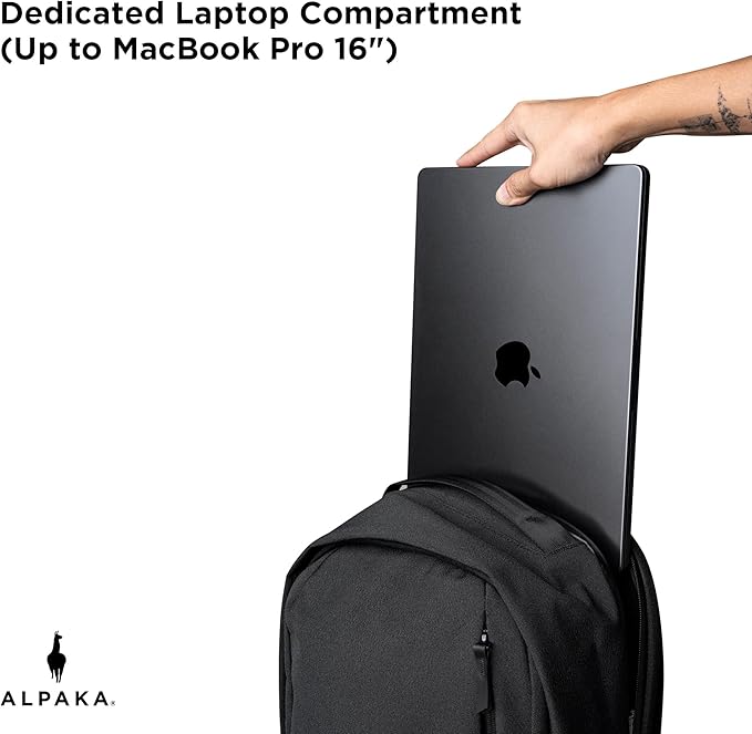 ALPAKA Metro Backpack Pro for Men 24L - Fits 15.6" Laptop Business Travel Backpack with YKK Zippers, MOD Key Leash & Luggage Pass-through, Durable Padded and Weatherproof Work Bag,Axoflux 600D (Black)