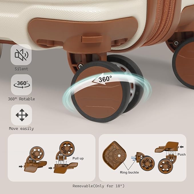 Joyway Luggage Set 7 Piece Suitcase Sets with Spinner Wheel,Hardside Expandable Travel Laggage with TSA Lock (18/20/24/28 White