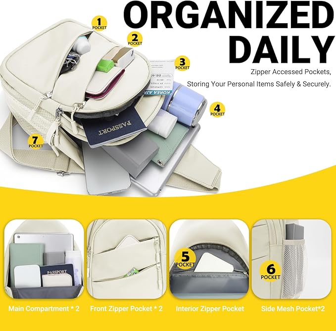 Crossbody Bags for Women, Sling Bag for Men, Small Hiking Backpack Anti Theft Lightweight for Outdoors Travel (L, Beige)