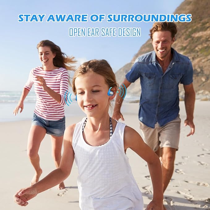 Kids Headphones Wireless, Safe 85db Volume Limit, Latest Bluetooth V5.4, Open Ear Headphones with Mic for School Tablet Car Trip Flight, Cute Panda Earphones for Boys and Girls