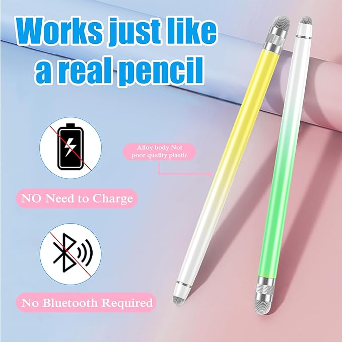 5PCS Stylus Pens for Touch Screens, Stylus Pen for iPhone/iPad/Tablet Android/Microsoft/Surface, Compatible with Touch Screens (Purple/Pink/Blue/Green/Yellow)