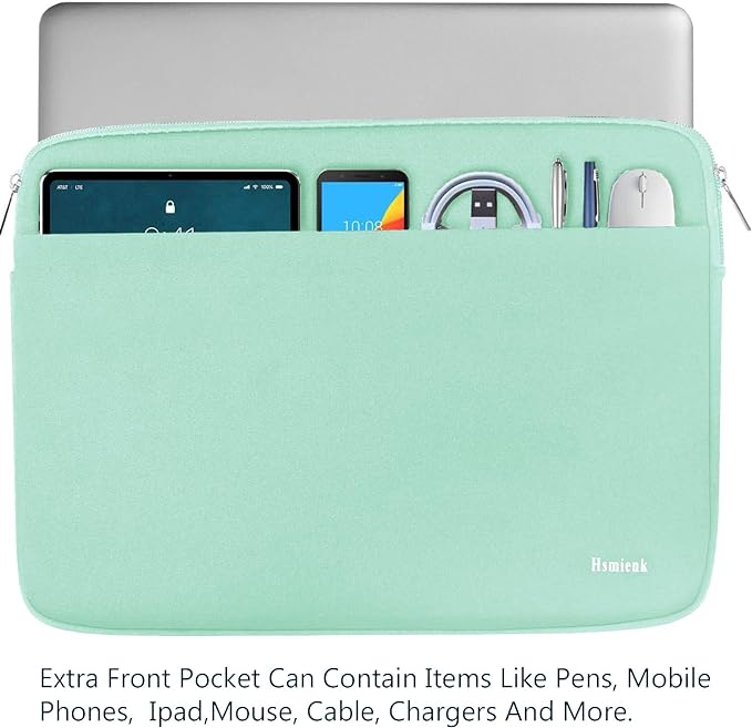 Laptop Sleeve 14 inch, Shockproof Protective Notebook Cover Bag with Accessory Pocket, Durable Carrying Laptop Case Compatible for MacBook HP Lenovo Dell Asus Acer, Light Blue