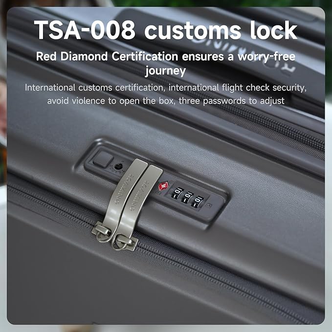 ROAMING Expandable 20 Inch Carry On Luggage With Mute Brake Wheels Airline Approved Hard Shell Suitcases with Front Pocket Top Opening Luggage with TSA Lock for Short Business Travel, Palm Grey