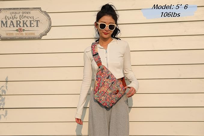 Women's Floral Small Sling Bag Anti Theft Travel purse Bag Crossbody Chest Shoulder Bag XB-16