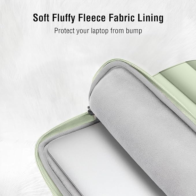 MOSISO 15-15.6 inch Laptop Case, 16 inch Puffy Laptop Sleeve Compatible with MacBook Pro 16, HP Dell ASUS Acer Toshiba Lenovo Notebook Computer, Polyester Horizontal Bag with Small Case, Sage Green