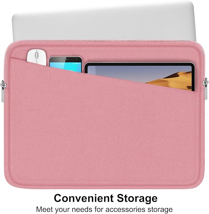 15.6 inch Laptop Case, Slim Computer Carrying Bag Protective Cover Briefcase with Front Pocket, Durable Laptop Sleeve for 15-16 Inch HP, Dell, Lenovo, Asus- Red Pink