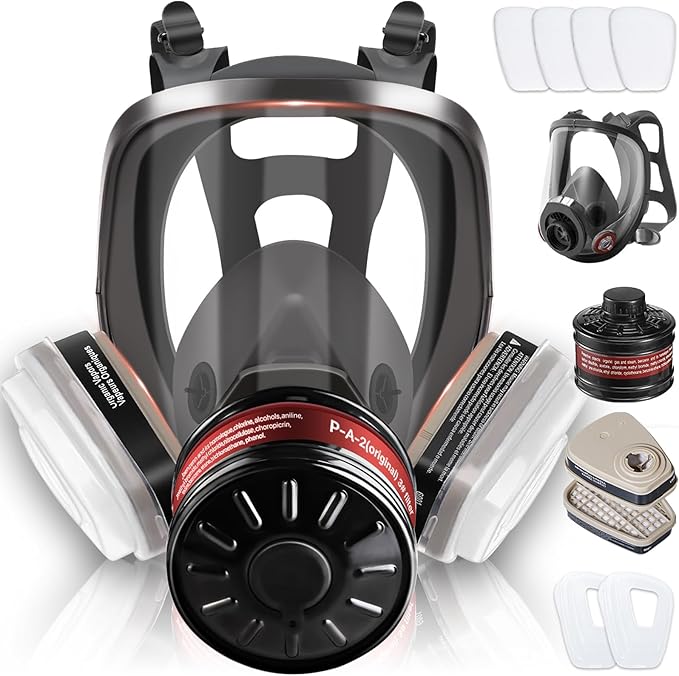 Respirator Mask with Filters, Gas Masks Survival Nuclear and Chemical, for Organic Vapor, Spray Painting, Resin