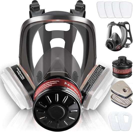 Respirator Mask with Filters, Gas Masks Survival Nuclear and Chemical, for Organic Vapor, Spray Painting, Resin