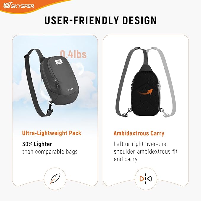 SKYSPER Sling Bag RFID Crossbody Sling Backpack Travel Cross Body Bag Shoulder Sling Daypack