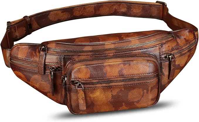 Genuine Leather Fanny Pack for Women and Men Vintage Handmade Leather Waist Bag Sling Bag Backpack Purse Crossbody Bags (Multicolor)