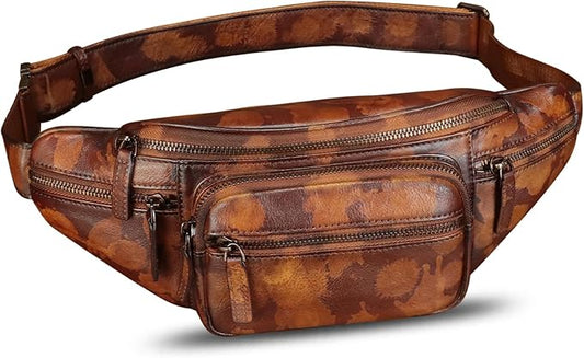 Genuine Leather Fanny Pack for Women and Men Vintage Handmade Leather Waist Bag Sling Bag Backpack Purse Crossbody Bags (Multicolor)
