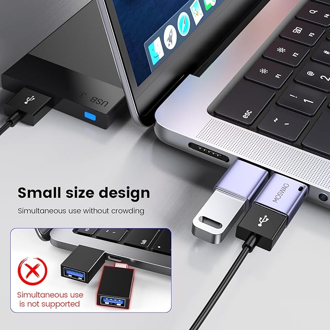 MOSWAG USB C to USB Adapter 4 Pack, 5Gbps USBC Male to USB 3.0 Female MacBook Pro Air Adapter, Type C Thunderbolt 3 OTG Converter for MacBook,Chromebook, Surface,Samsung Galaxy S24 S23, iPhone 15 16