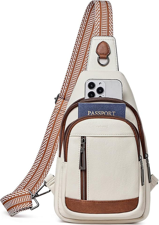 Womens Sling Bag Crossbody Bags for Women Vegan Leather Sling Backpack Daypack Fanny Pack Crossbody Purse Travel