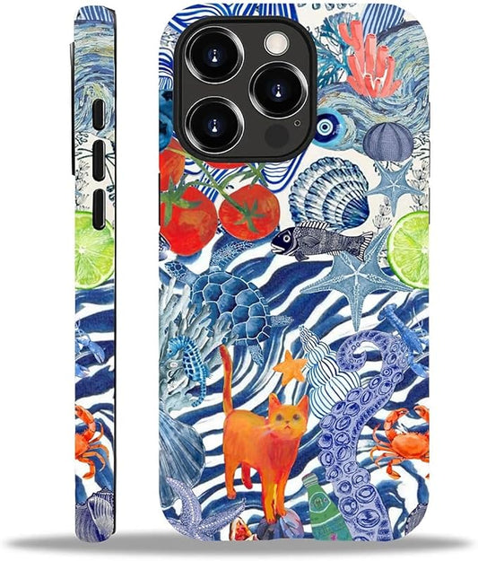 Case for iPhone 15 Pro,Leopard Cherry Shell Aesthetics for Woman Men Full Body Protective Cover Shockproof 2 in 1 Silicone + Hard PC Case for iPhone 15 Pro