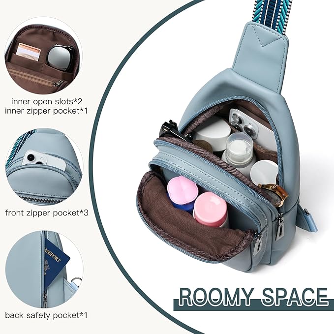 7L Sling Bag for Women Men Vegan Leather Crossbody Bags Fanny Pack Purse Backpack Over Shoulder Bag Travel Anti Theft