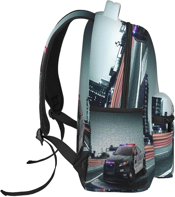 Backpack City Police Car Travel Laptop Backpacks College Ruckasck Daypack School Bag for Boys Girls Teenager Men Women