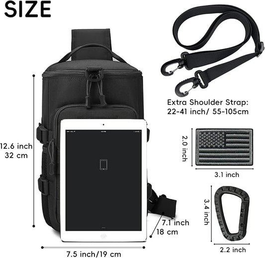 Tactical Sling Bag, Military Shoulder Backpack for Men Durable Cross Body Bucket Bags EDC MOLLE Pack Outdoor Sport
