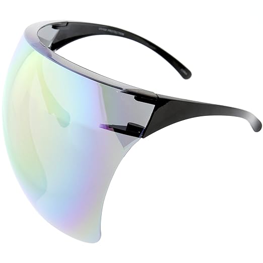zeroUV - Protective Face Shield Full Cover Visor Glasses/Sunglasses (Anti-Fog/Blue Light Filter) (Black/Pink Mirror)