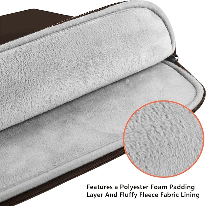 Laptop Sleeve Bag 15.6 inch, Shockproof Protective Notebook Case with Accessory Pocket, Briefcase Carrying Laptop Sleeve for 15.6" HP, ASUS, Dell, Lenovo, Acer -Coffee