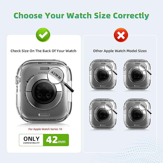2 in 1 Waterproof Case for Apple Watch Screen Protector Series 10 Series 11(2025) 42mm Built-in Tempered Glass [Overal Protective] Ultra-Thin PC Bumper Cover Compatible iWatch