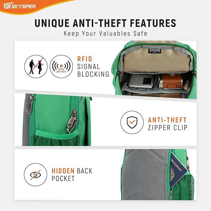 SKYSPER Sling Bag RFID Cross Body Bag Recycled Crossbody Backpack Travel Daypack